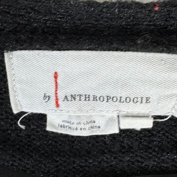By Anthropologie Black Slub Knit Open Front Cardigan Inverted Seams Sz S - Picture 5 of 8